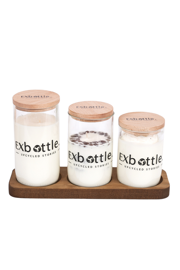 Exbottle Düz Kesim Geri Dönüştürülmüş Üçlü Set