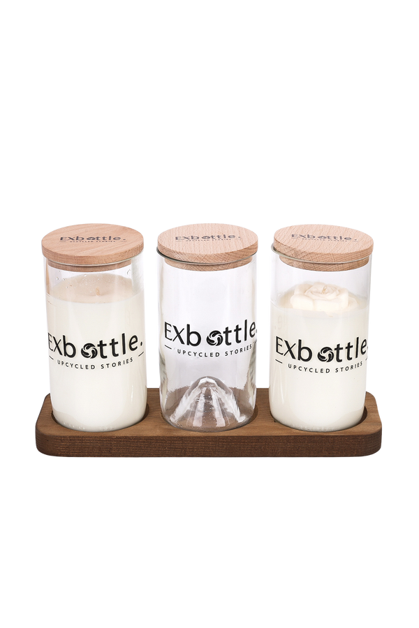 Exbottle Düz Kesim Geri Dönüştürülmüş Üçlü Set